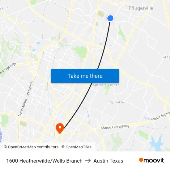 1600 Heatherwilde/Wells Branch to Austin Texas map