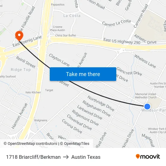 1718 Briarcliff/Berkman to Austin Texas map