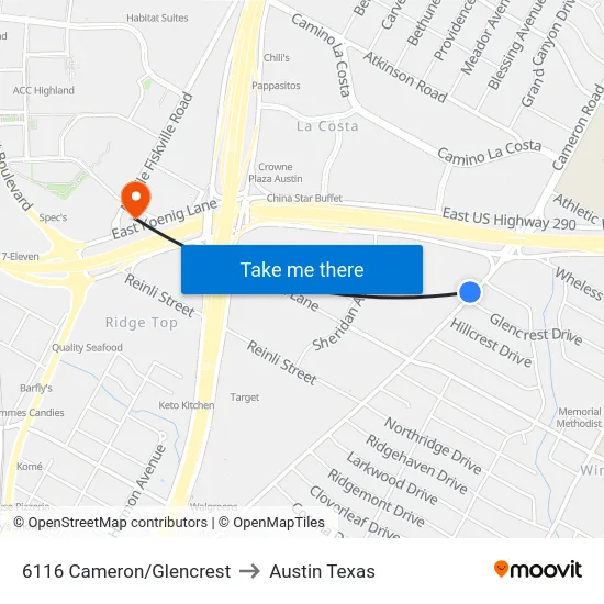 6116 Cameron/Glencrest to Austin Texas map