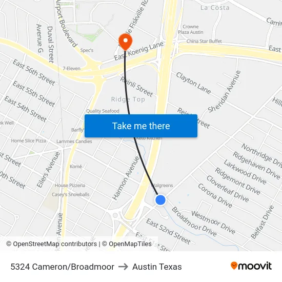 5324 Cameron/Broadmoor to Austin Texas map