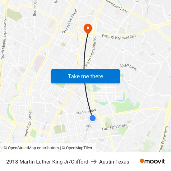 2918 Martin Luther King Jr/Clifford to Austin Texas map