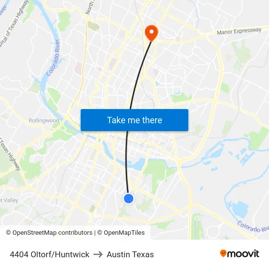 4404 Oltorf/Huntwick to Austin Texas map