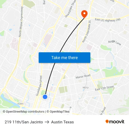 219 11th/San Jacinto to Austin Texas map
