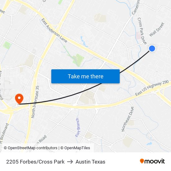 2205 Forbes/Cross Park to Austin Texas map