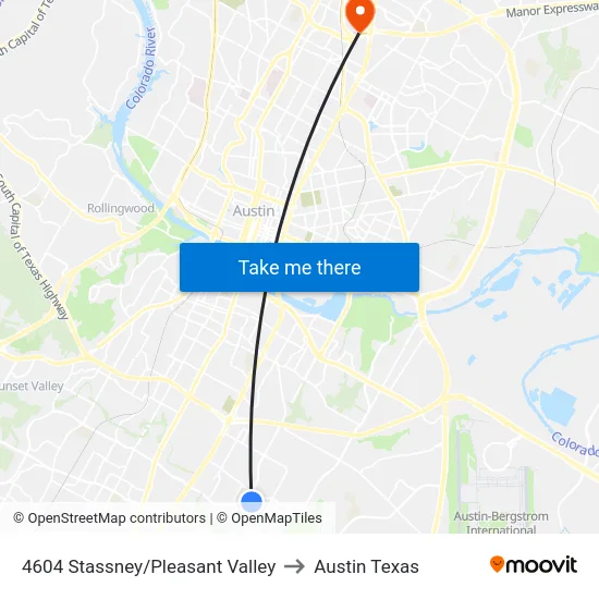 4604 Stassney/Pleasant Valley to Austin Texas map