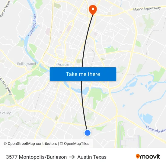 3577 Montopolis/Burleson to Austin Texas map
