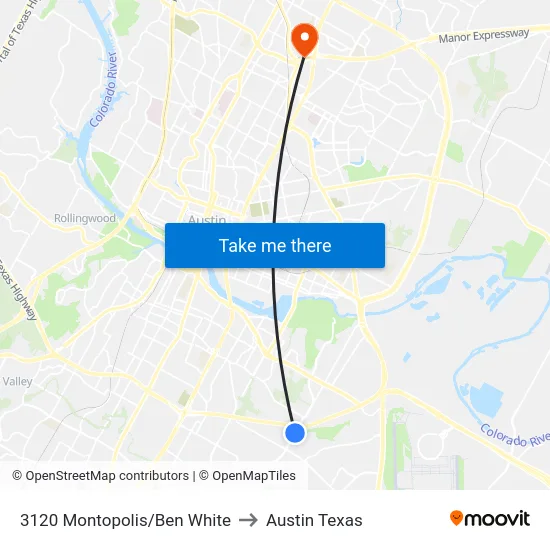 3120 Montopolis/Ben White to Austin Texas map