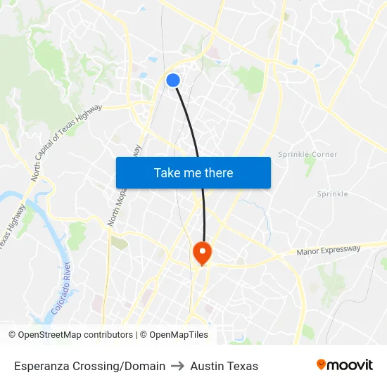 Esperanza Crossing/Domain to Austin Texas map