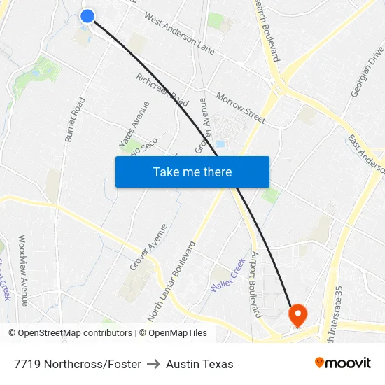 7719 Northcross/Foster to Austin Texas map