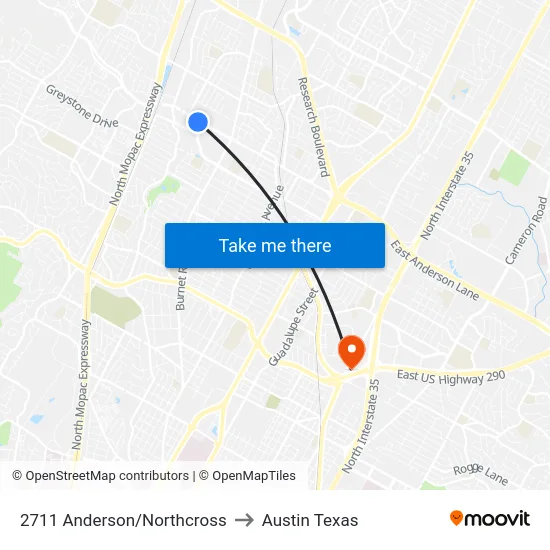 2711 Anderson/Northcross to Austin Texas map