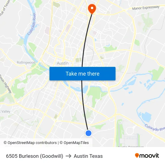 6505 Burleson (Goodwill) to Austin Texas map