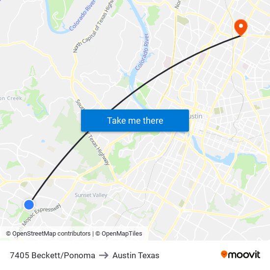 7405 Beckett/Ponoma to Austin Texas map