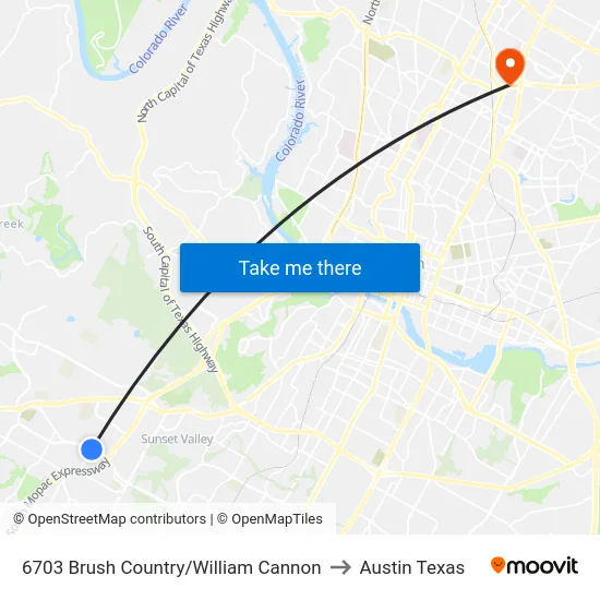 6703 Brush Country/William Cannon to Austin Texas map