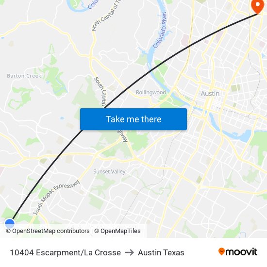 10404 Escarpment/La Crosse to Austin Texas map