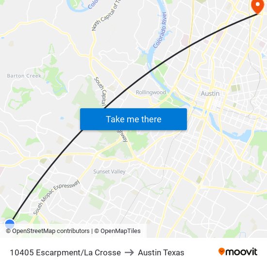 10405 Escarpment/La Crosse to Austin Texas map