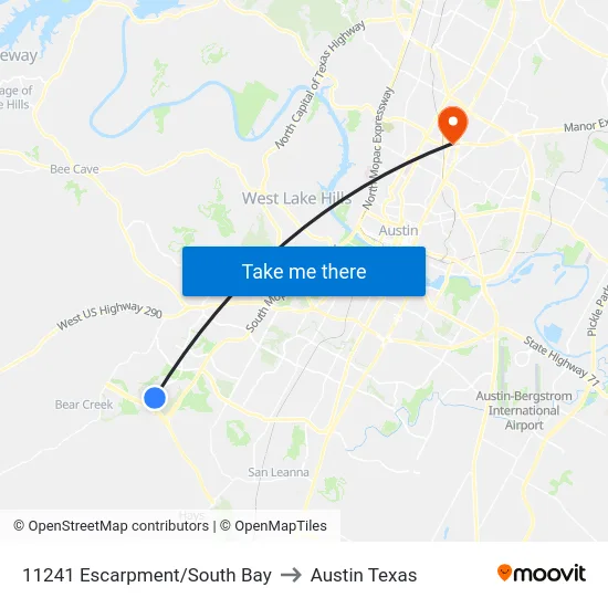 11241 Escarpment/South Bay to Austin Texas map