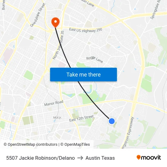 5507 Jackie Robinson/Delano to Austin Texas map