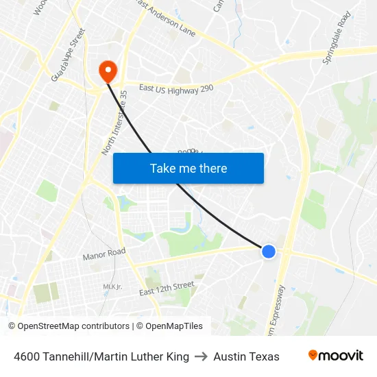 4600 Tannehill/Martin Luther King to Austin Texas map