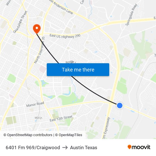 6401 Fm 969/Craigwood to Austin Texas map