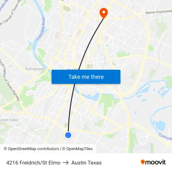 4216 Freidrich/St Elmo to Austin Texas map