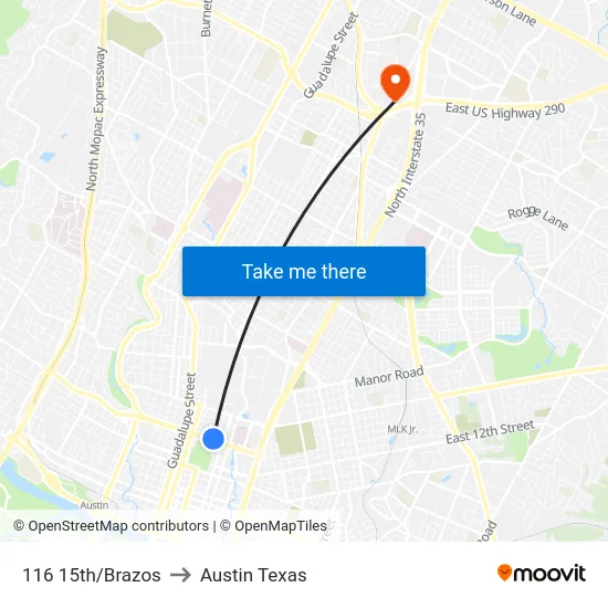 116 15th/Brazos to Austin Texas map