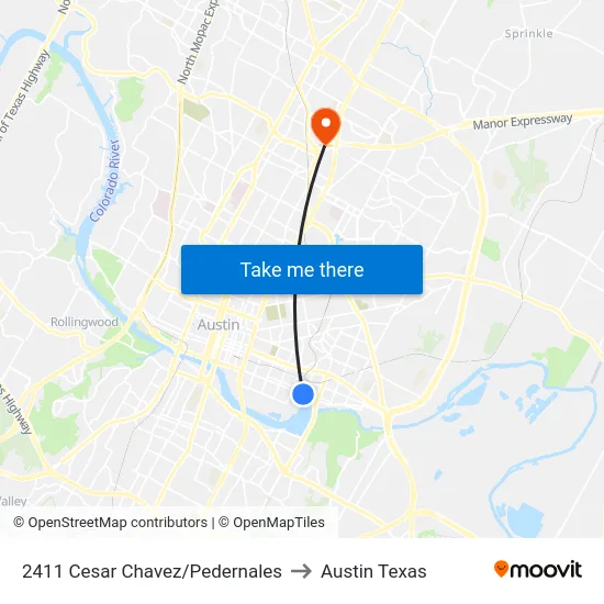 2411 Cesar Chavez/Pedernales to Austin Texas map