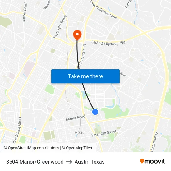 3504 Manor/Greenwood to Austin Texas map