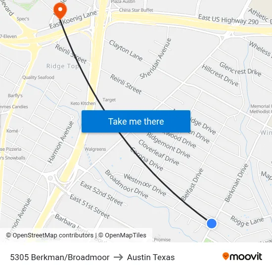 5305 Berkman/Broadmoor to Austin Texas map