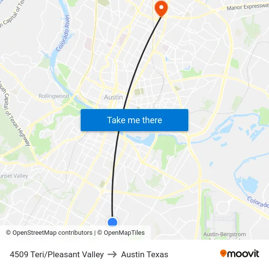 4509 Teri/Pleasant Valley to Austin Texas map