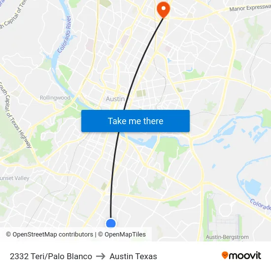 2332 Teri/Palo Blanco to Austin Texas map