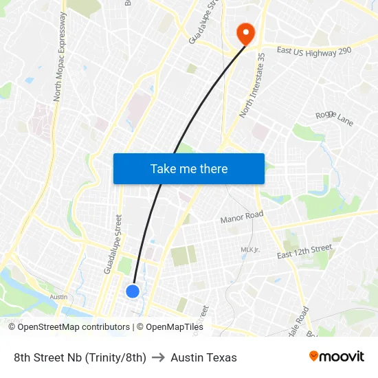 8th Street Nb (Trinity/8th) to Austin Texas map