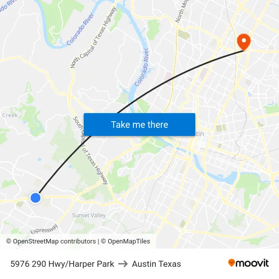 5976 290 Hwy/Harper Park to Austin Texas map