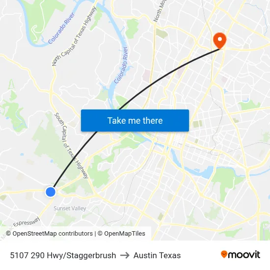 5107 290 Hwy/Staggerbrush to Austin Texas map