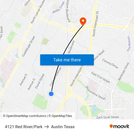 4121 Red River/Park to Austin Texas map