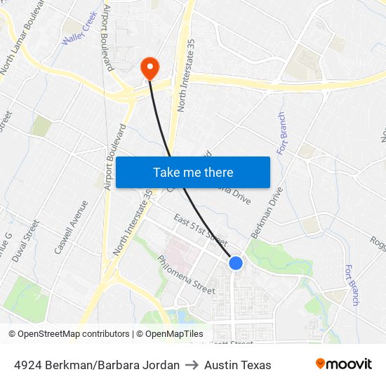 4924 Berkman/Barbara Jordan to Austin Texas map