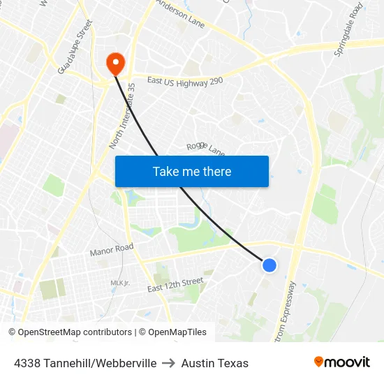 4338 Tannehill/Webberville to Austin Texas map