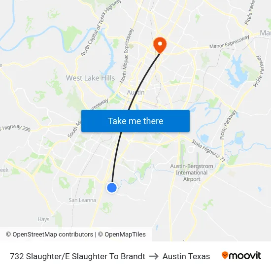 732 Slaughter/E Slaughter To Brandt to Austin Texas map