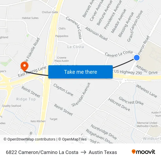 6822 Cameron/Camino La Costa to Austin Texas map