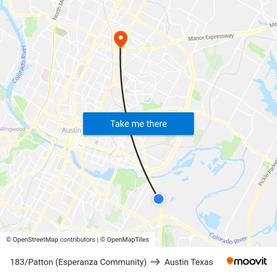 183/Patton (Esperanza Community) to Austin Texas map