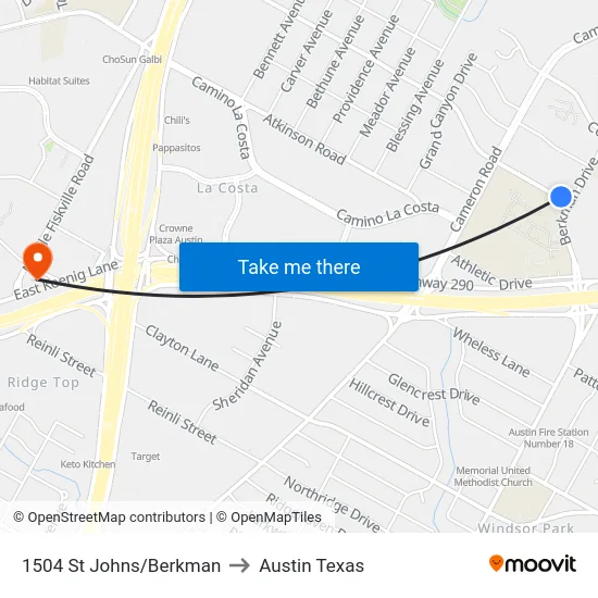 1504 St Johns/Berkman to Austin Texas map