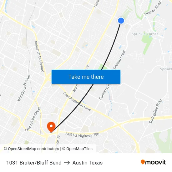 1031 Braker/Bluff Bend to Austin Texas map