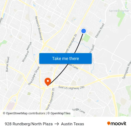 928 Rundberg/North Plaza to Austin Texas map