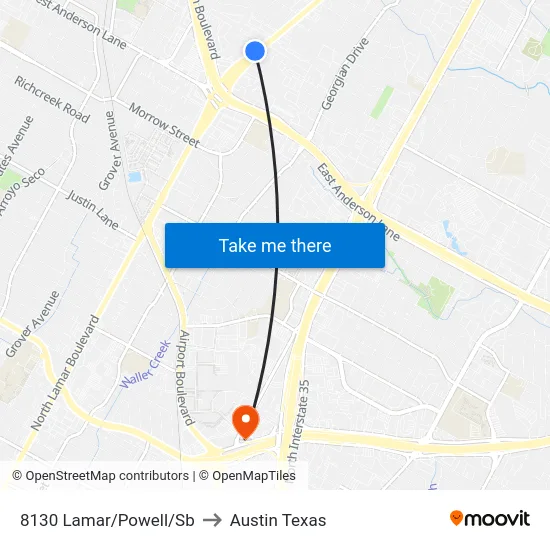 8130 Lamar/Powell/Sb to Austin Texas map