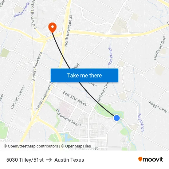 5030 Tilley/51st to Austin Texas map