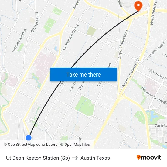 Ut Dean Keeton Station (Sb) to Austin Texas map