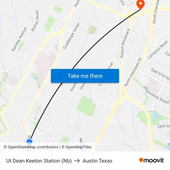 Ut Dean Keeton Station (Nb) to Austin Texas map