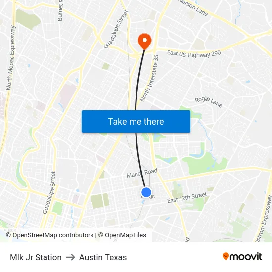 Mlk Jr Station to Austin Texas map