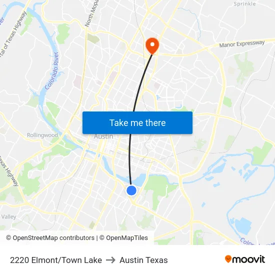 2220 Elmont/Town Lake to Austin Texas map
