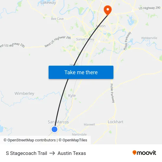 S Stagecoach Trail to Austin Texas map
