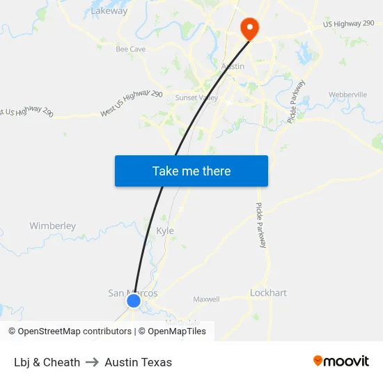 Lbj & Cheath to Austin Texas map
